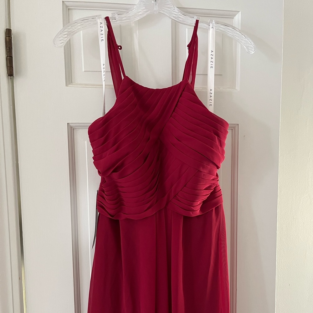 NWT Azazie Burgundy Ginger Floor-Length Dress Size A4